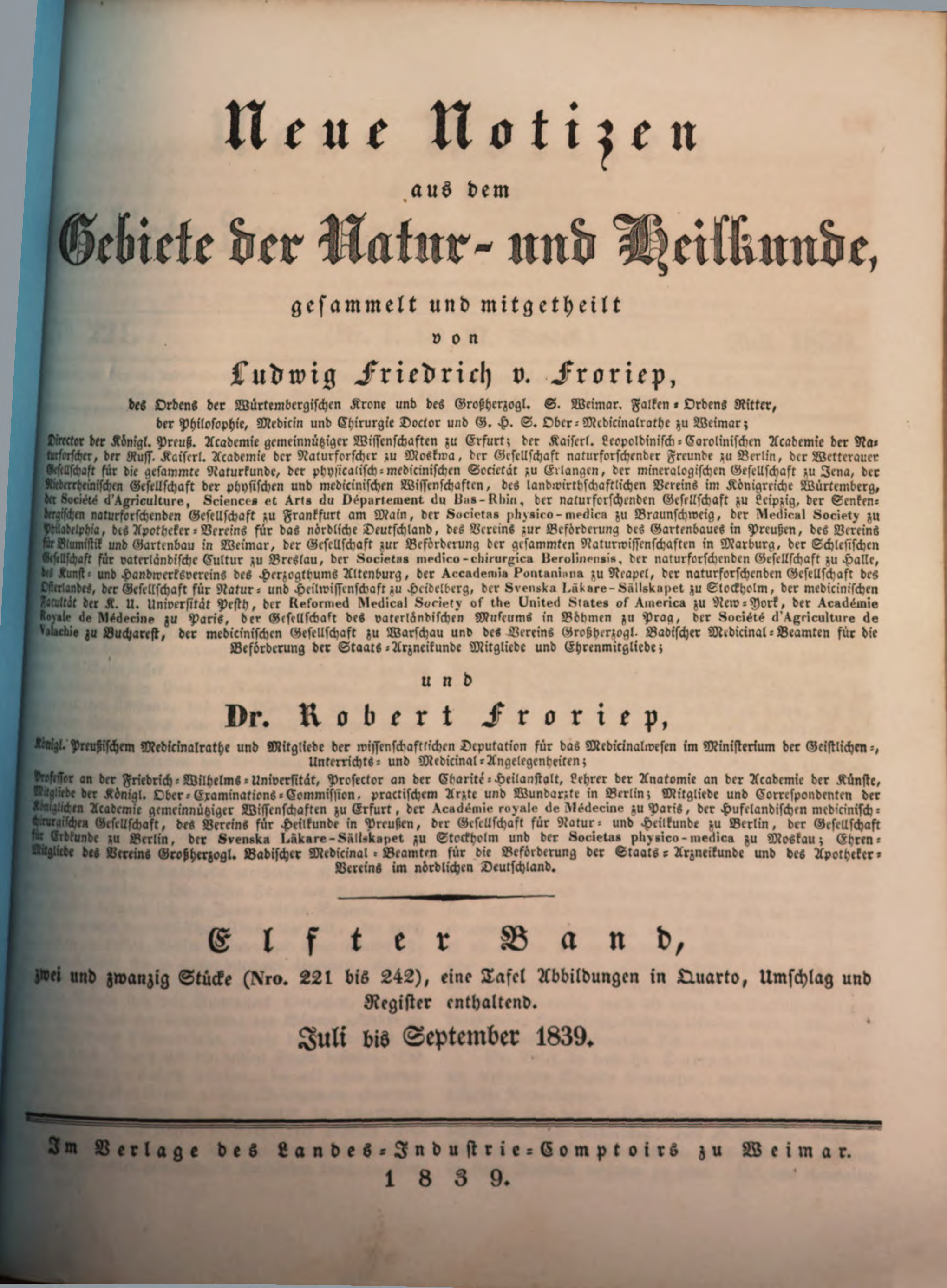 Froriep Neue Notizen Aus Dem Gebiete Der Natur Und Heilkunde 19